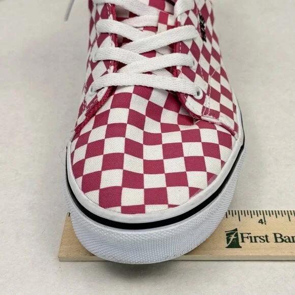 Vans Off The Wall Womens Sz 6 Low Top Sneakers Pink White Checkered Lace Up Shoe - Picture 12 of 13